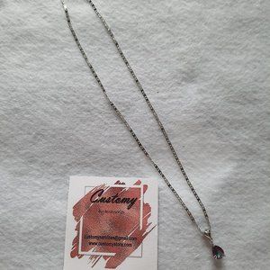 STAINLESS STEEL SILVER WITH AQUA BLUE PENDANT PLUS